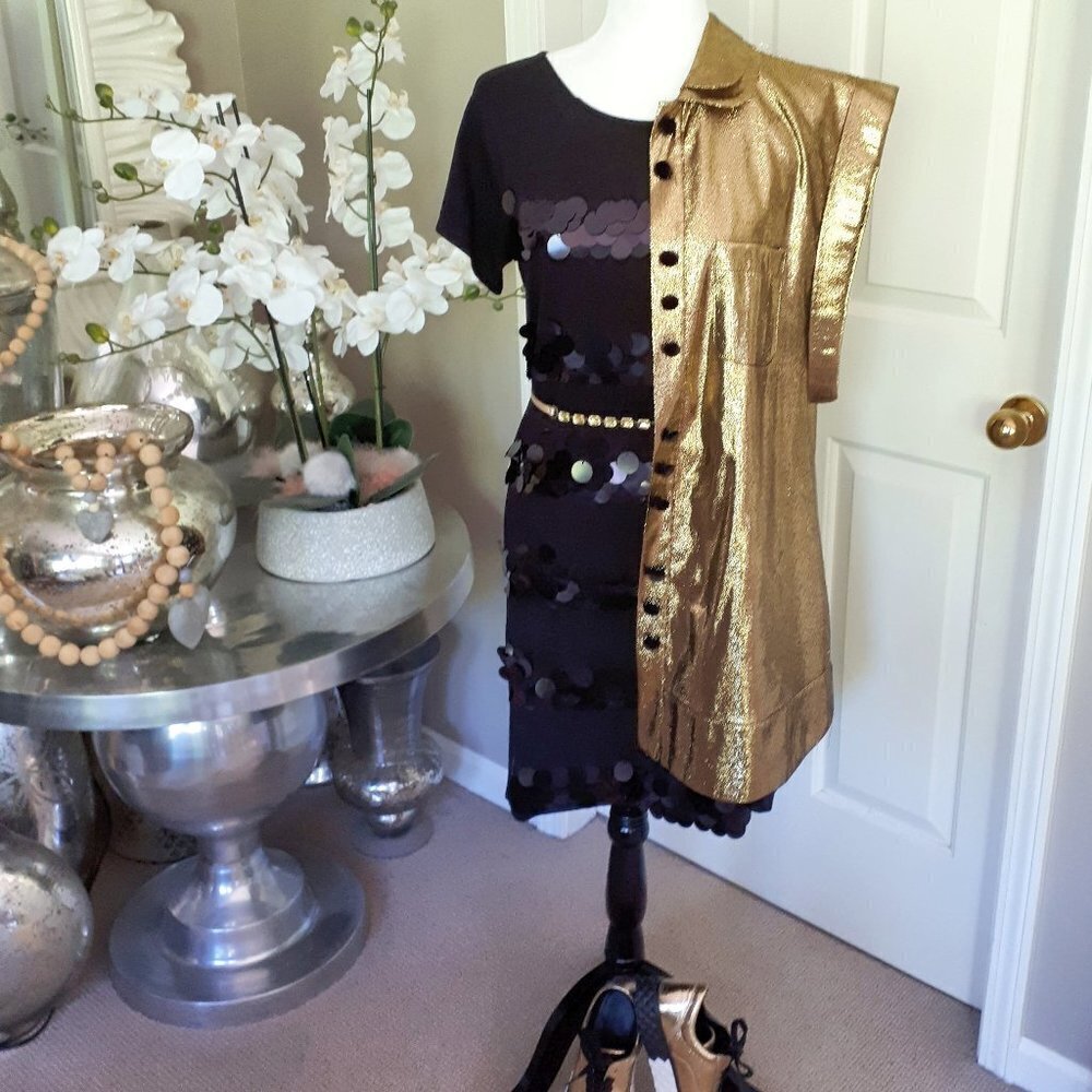 NWOT Joe Fresh black sequin t-shirt dress, Size S
